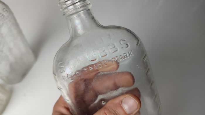 326 - Set of 3 Vintage Clear Glass Collectible Decorative Scrubbs Bottles