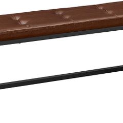 _Padded Dining Bench Kitchen Bench 108 x 32.5 x 48 cm PU Cover Steel Frame for Dining Room Living Room Hallway Brown Black