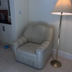 Cream Leather Sofa Suite 3 Piece Set