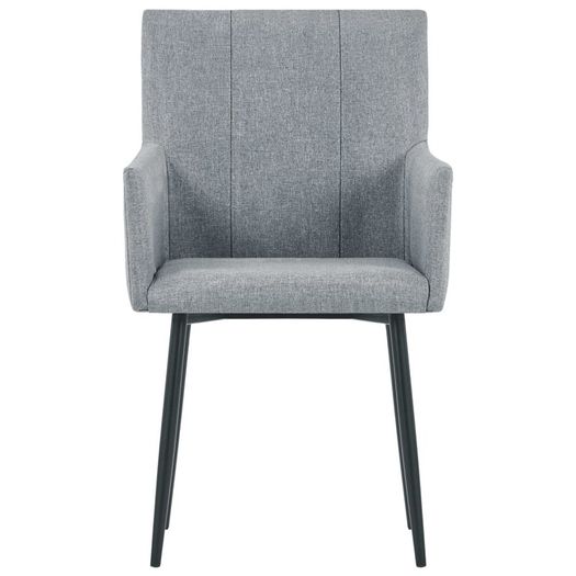 Dining Chairs with Armrests 6 pcs Light Grey Fabric