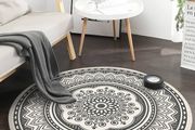 FREE P&amp;P 4ft Circle Rug Round Area Rug Cotton Woven Rug with Tassels Boho Rug Washable Mandala Printed Carpet Indoor Floor Mat for Bedroom Living Room Kitchen