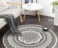 FREE P&P 4ft Circle Rug Round Area Rug Cotton Woven Rug with Tassels Boho Rug Washable Mandala Printed Carpet Indoor Floor Mat for Bedroom Living Room Kitchen