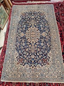 Rare large authentic Persian Nain Rug. silk and wool