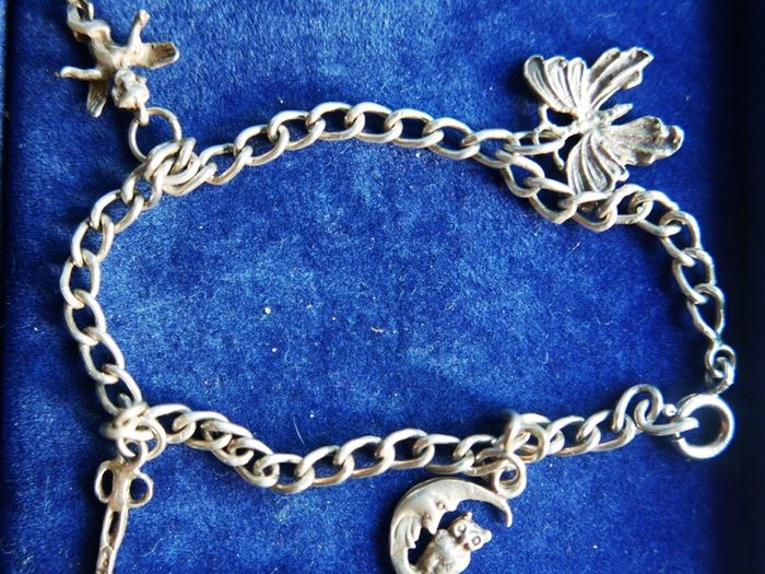 Vintage Sterling Silver 925 Charm Bracelet length 8" - 9,3g
