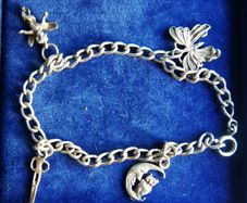 Vintage Sterling Silver 925 Charm Bracelet length 8" - 9,3g