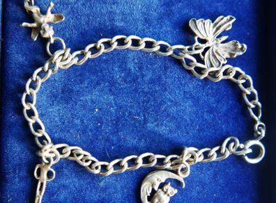 Vintage Sterling Silver 925 Charm Bracelet length 8" - 9,3g