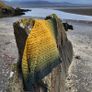 Handmade crochet triangle shawl wrap. Green and yellow ombre lacy shawl Image 3