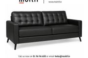 Hard Wearing Eco-Leather Black 2-Seater Sofa with Button Cushions
