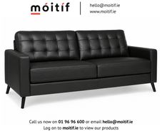 Hard Wearing Eco-Leather Black 2-Seater Sofa with Button Cushions
