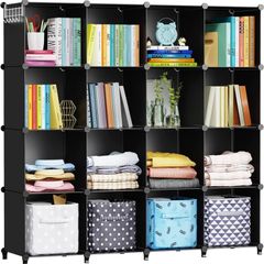 16 Cube Storage Unit Bookshelf Storage Cube Organiser Multi-Use DIY Storage Cube Shelf for Books, Toys, Clothes, Tools (FREE POSTAGE)