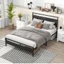 Small Double Bed Frame with Wood Headboard,Metal Platform Bed Frame Double Image 2