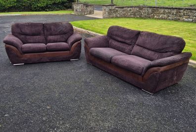 Brown Corduroy 3 + 2 Seater Couches