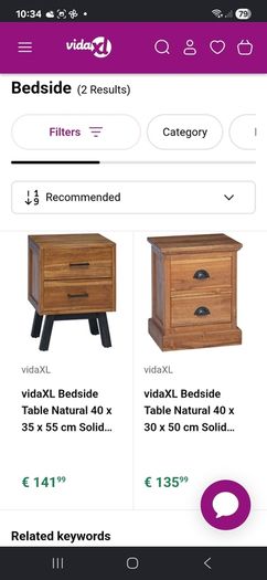 Solid Teak Vintage Style Bedside Drawers