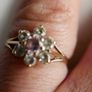 Vintage 9ct Yellow Gold 375 Pink and Clear CZ Floral Cluster Ring Size N 1,55g Image 6