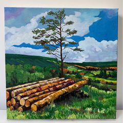 Landscape oil painting in rolled canvas