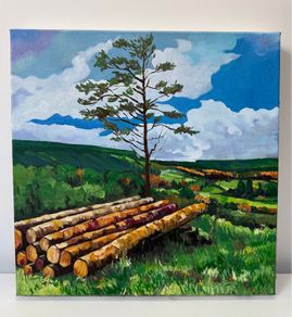 Landscape oil painting in rolled canvas