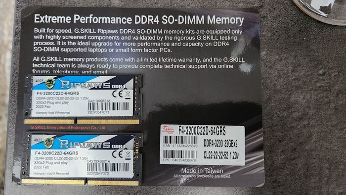 64gb G.skill 3200mhz Ddr4 So-dimm Laptop Memory (cl22) 1.20v Pc4-25600 Ripjaws 2x 32gb