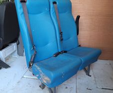 Used Double Passenger Van Seat with Seatbelts Blue Fabric Minibus Bench