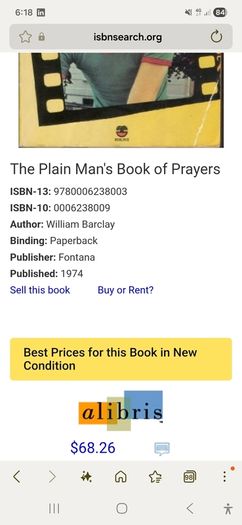 Vintage 1974 The Plain Man's Book of Prayers William Barclay. Religious