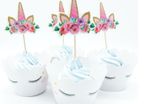 Unicorn Cup Cake Toppers (10 Cupcake Wrappers +10 Cake Toppers)