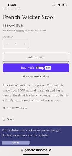 Small french rattan stool