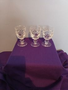 3 Waterford Crystal "Kerry Pattern " Port  Glasses .