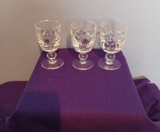 3 Waterford Crystal "Kerry Pattern " Port  Glasses .