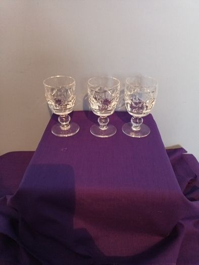 3 Waterford Crystal "Kerry Pattern " Port  Glasses .