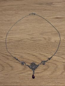 Vintage Solid Sterling Silver Necklace with Marcasite and Amethyst