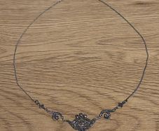 Vintage Solid Sterling Silver Necklace with Marcasite and Amethyst