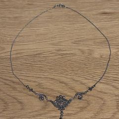 Vintage Solid Sterling Silver Necklace with Marcasite and Amethyst