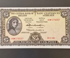 1965 Lady Lavery 5 Pound Note