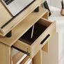 Rolling Podium Stand, Lectern with Folding Side Wings, Laptop Table with Drawer and Shelves, Oak Finish Image 4