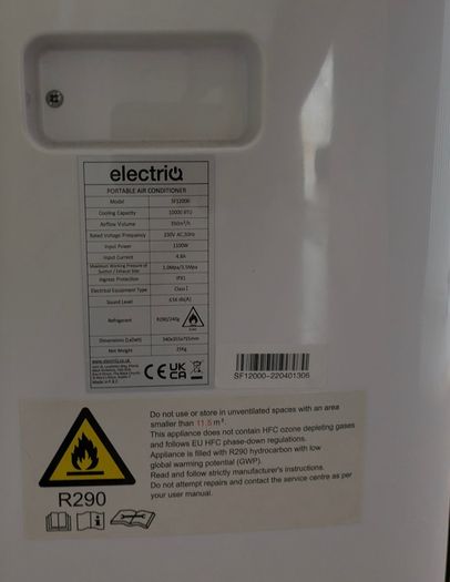 Portable Aircon Unit 10000BTU Electric Slimline