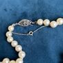 Vintage Creamy Pearl Strand Necklace with Ornate Silver-tone Clasp Image 3
