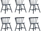 Dining Chairs 6 pcs Black Solid Rubber Wood