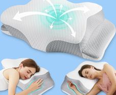 Cervical Memory Foam Pillow for Neck and Shoulder Pain-Adjustable Orthopedic Pillow with Armrest Design-Ergonomic Bed Pillow with Washable Cover for Side, Back & Stomach Sleep