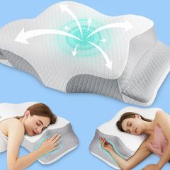 Cervical Memory Foam Pillow for Neck and Shoulder Pain-Adjustable Orthopedic Pillow with Armrest Design-Ergonomic Bed Pillow with Washable Cover for Side, Back & Stomach Sleep