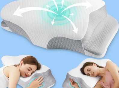 Cervical Memory Foam Pillow for Neck and Shoulder Pain-Adjustable Orthopedic Pillow with Armrest Design-Ergonomic Bed Pillow with Washable Cover for Side, Back & Stomach Sleep