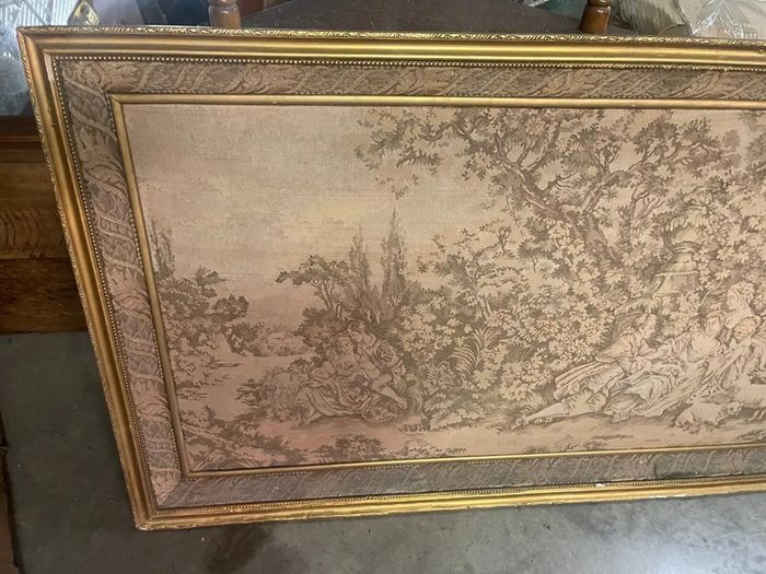 Large old framed tapestry