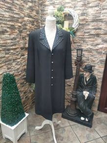 Vintage 90s 00s Frank Usher black diamonte longline blazer