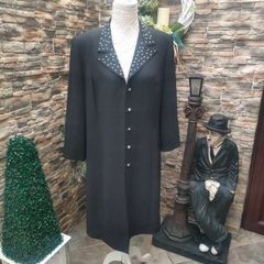 Vintage 90s 00s Frank Usher black diamonte longline blazer