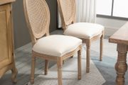 Set of 2 Dining Chairs, Viennese Cane, Solid Wood, 49 cm x 56 cm x 96 cm, Cream White + Natural