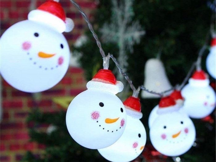 Christmas Light,Led Christmas Snowman String Starry Light for Gardens,Home,Wedding,Christmas Party,Battery-Powered,Christmas Decoration,Warm White (FREE POSTAGE)