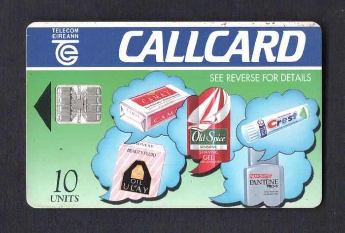 1994 Ireland 10 unit Proctor and Gamble "Gift of the Gab" (Schlumberger SC7) Call Card Used. Telecom Eireann card number 1066