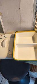 A vintage Denby Greenwheat Divieded oblong lidded serving dish.