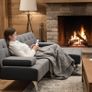 DARK GREY fabric Sofa Bed with Chaise and Cushions Image 2