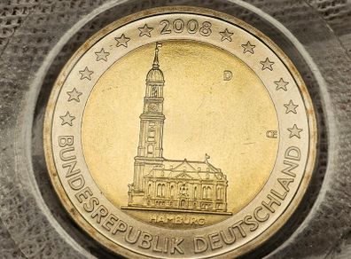 Germany 2008 D 2 Euro Hamburg Beautiful Uncirculated