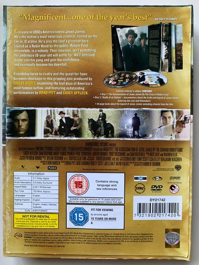 The Assassination Of Jesse James By The Coward Robert Ford [2007] Brad Pitt [Movie 2DVD Digibook]