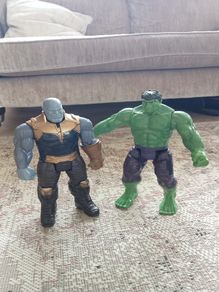 Large Hulk and Thanos figures